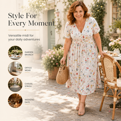 ⏰Time-Limited Special !!🌿Women's V-Neck Floral Print Dress with Twist Waist
