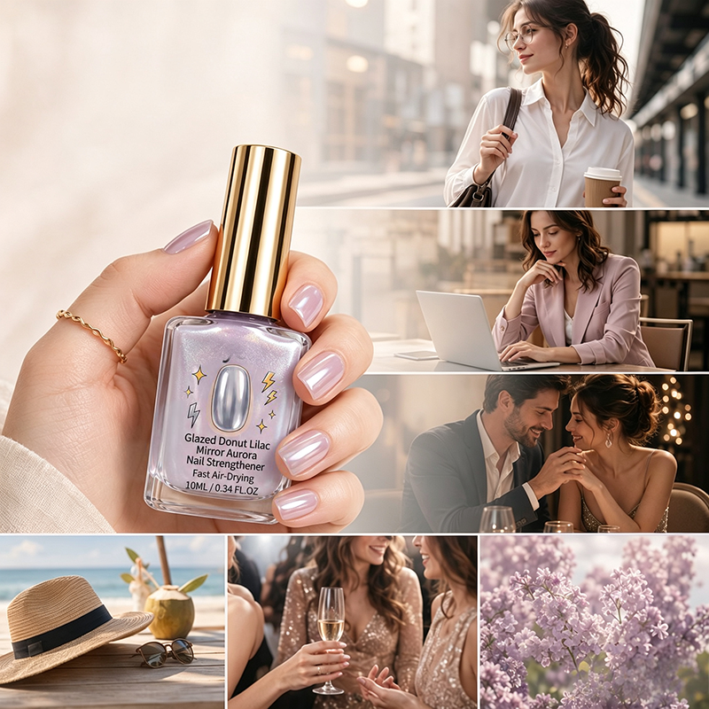 🔥Last Day Buy 1 Get 1 Free $ 9.99 Each🔥💜✨Lilac Glossy Mirror Nail Strengthener