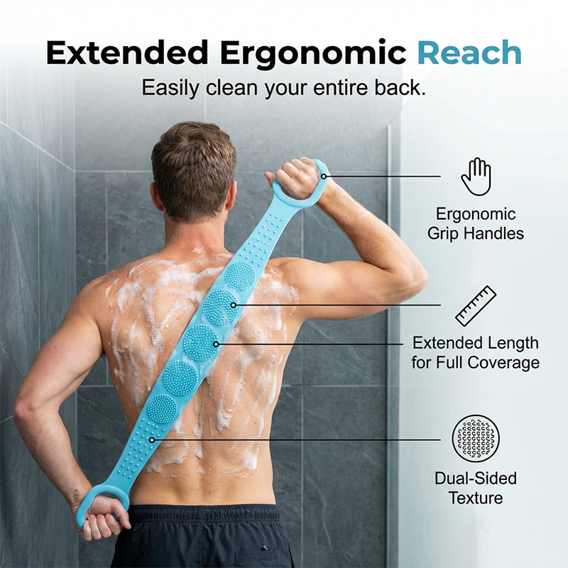 ⏰Last Day Buy 1 Get 1 Free $9.49 Each!!🥳 Silicone Back Scrubber – Dual-Sided Textures for Cleansing & Massage, Flexible Material – Promotes Healthier, Smoother Skin! 🛁💨