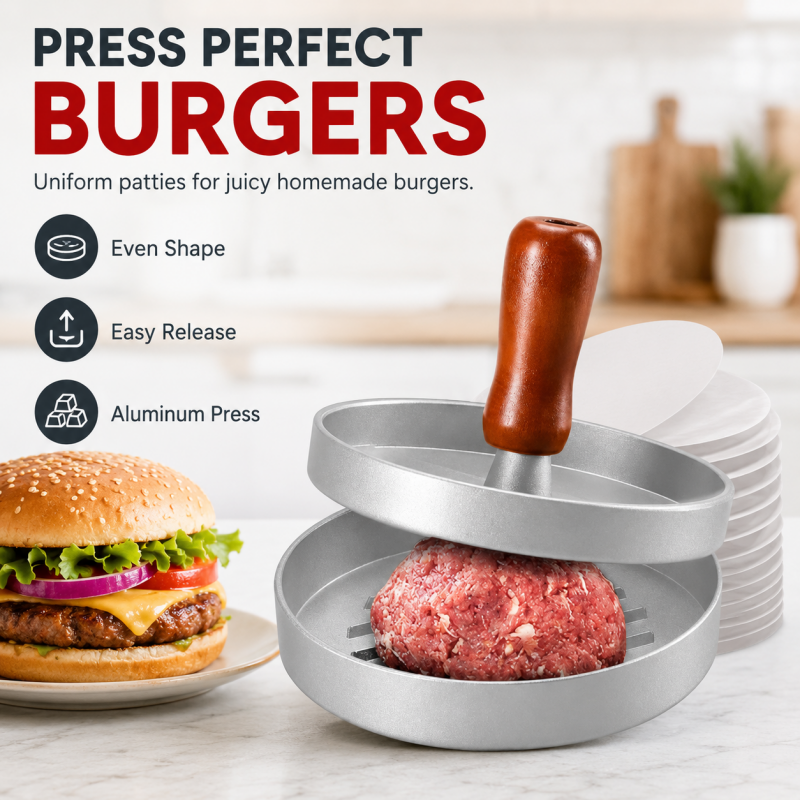 🔥Last Day Buy 1 get 1🔥Wooden-Handled 🍔 Hamburger Patty Press