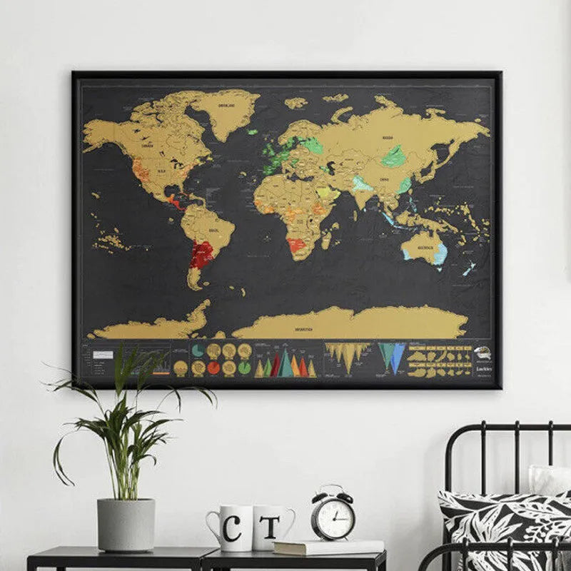 🌍Scratch‑Off World Map Travel Journal | Scratch To Record Your Travel Footprints, Stylish Wall Decor & Perfect Gift For Globetrotters!