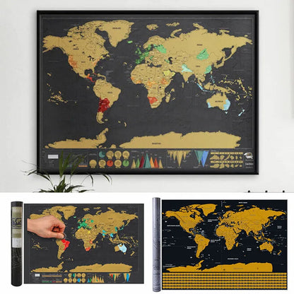 🌍Scratch‑Off World Map Travel Journal | Scratch To Record Your Travel Footprints, Stylish Wall Decor & Perfect Gift For Globetrotters!