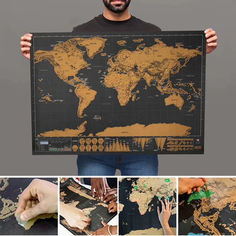 🌍Scratch‑Off World Map Travel Journal | Scratch To Record Your Travel Footprints, Stylish Wall Decor & Perfect Gift For Globetrotters!