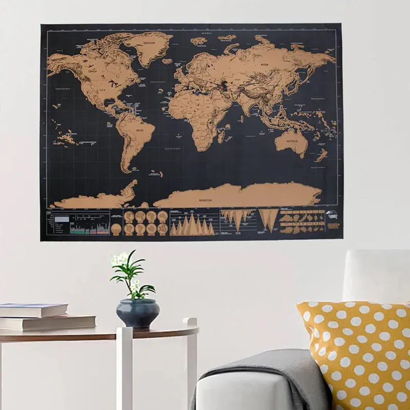 🌍Scratch‑Off World Map Travel Journal | Scratch To Record Your Travel Footprints, Stylish Wall Decor & Perfect Gift For Globetrotters!