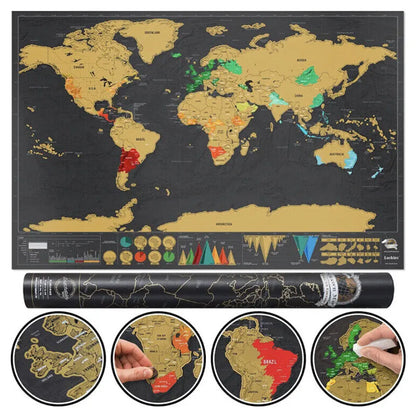 🌍Scratch‑Off World Map Travel Journal | Scratch To Record Your Travel Footprints, Stylish Wall Decor & Perfect Gift For Globetrotters!