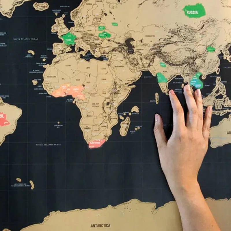 🌍Scratch‑Off World Map Travel Journal | Scratch To Record Your Travel Footprints, Stylish Wall Decor & Perfect Gift For Globetrotters!